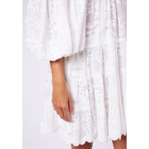 Juliet Dunn London Boho Layer Dress in Palladio Block Print White - Picture 6 of 8